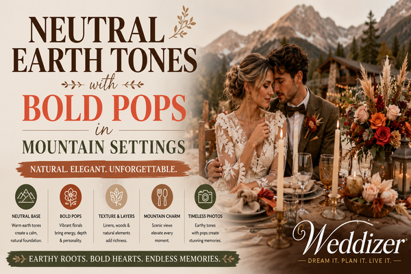 Neutral Earth Tones with Bold Pops in Mountain Settings: A Stunning Wedding Design Guide